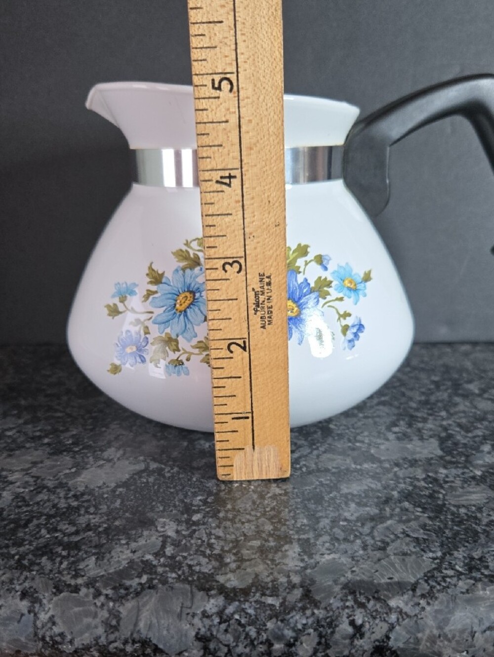 Corningware Vintage 1970's Chelsea Blue Daisy Pattern White Ceramic Teapot - Picture 12 of 15